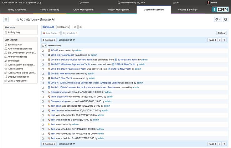 Chapter 9.0 Reports and Settings | 1CRM 8.6 Guide