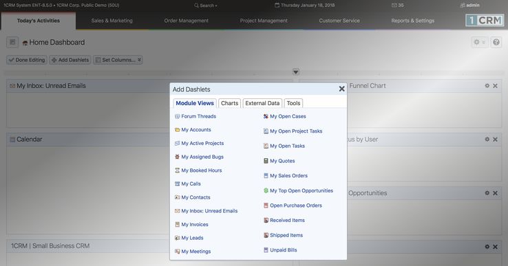 Chapter 4.0 Today's Activities | 1CRM 8.6 Guide