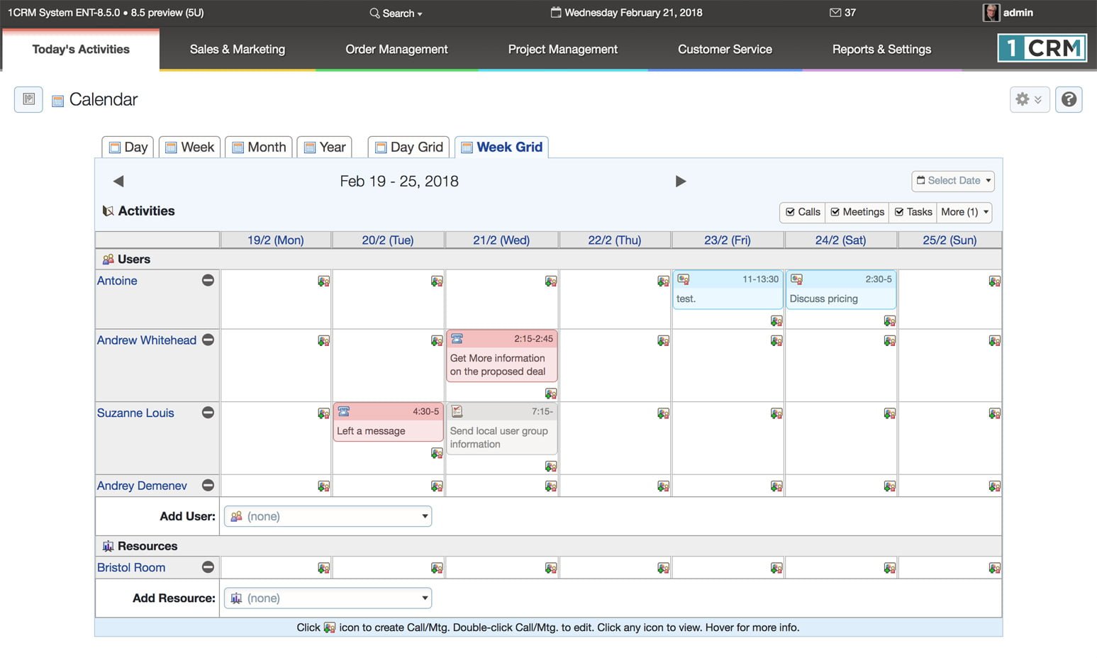 Group Calendar 1CRM: All in One CRM Software