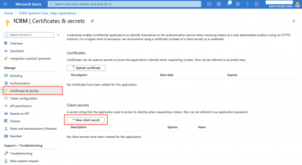 Set the Client Secret