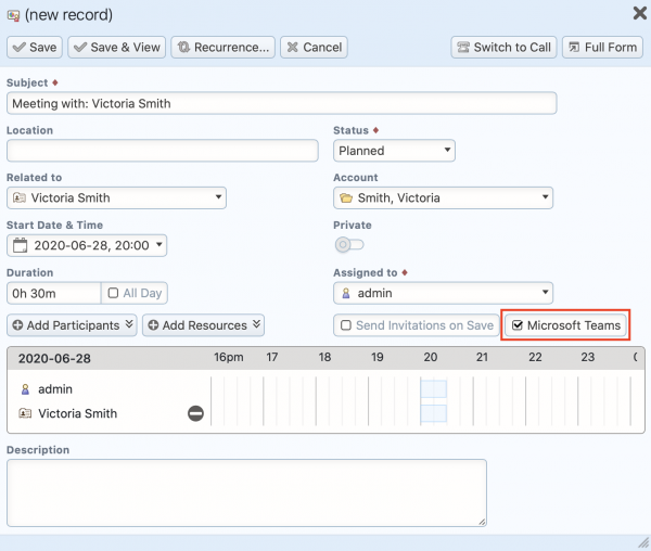 Schedule a 1CRM Meeting with an Online Teams Session