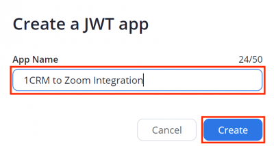 Set the App Name and Click on Create
