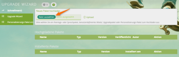 crm upgrade wizard datei auswaehlen