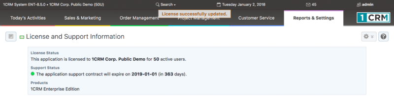 License Key Applied Successfully