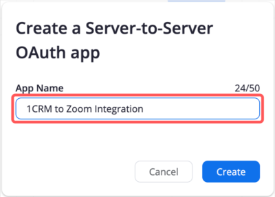App Name to 1CRM to Zoom Integration,