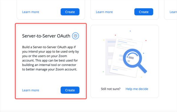 Server-to-Server OAuth app type.